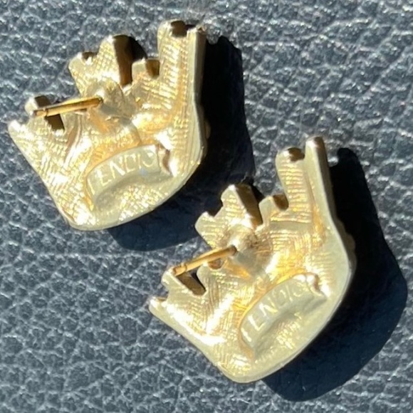 Fendi Gold Crown Vintage Stud Earrings **RARE** with Certificate of Authenticity - Picture 15 of 16